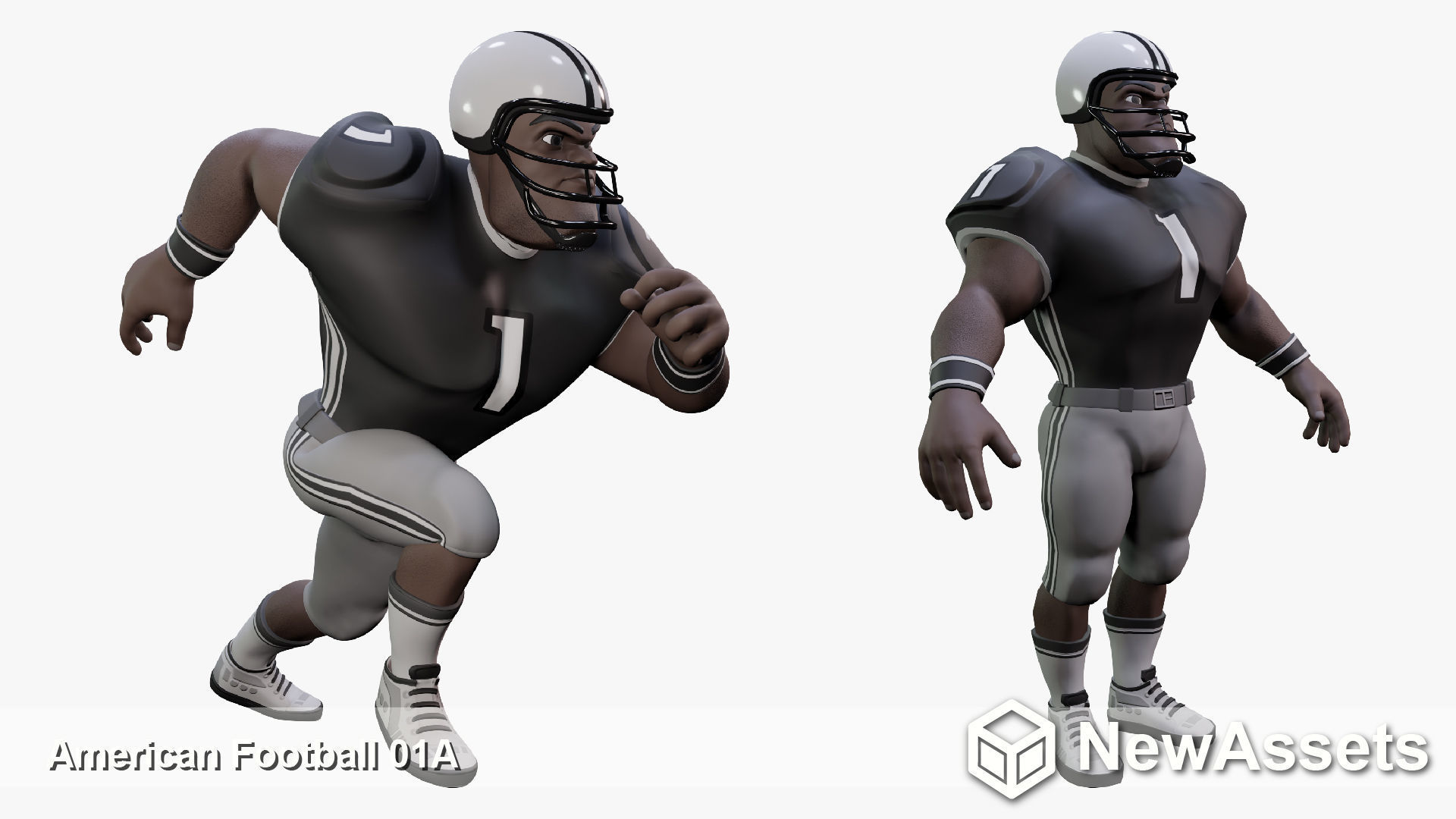 American Football Touchdown Character 01A Low-poly 3D model_1