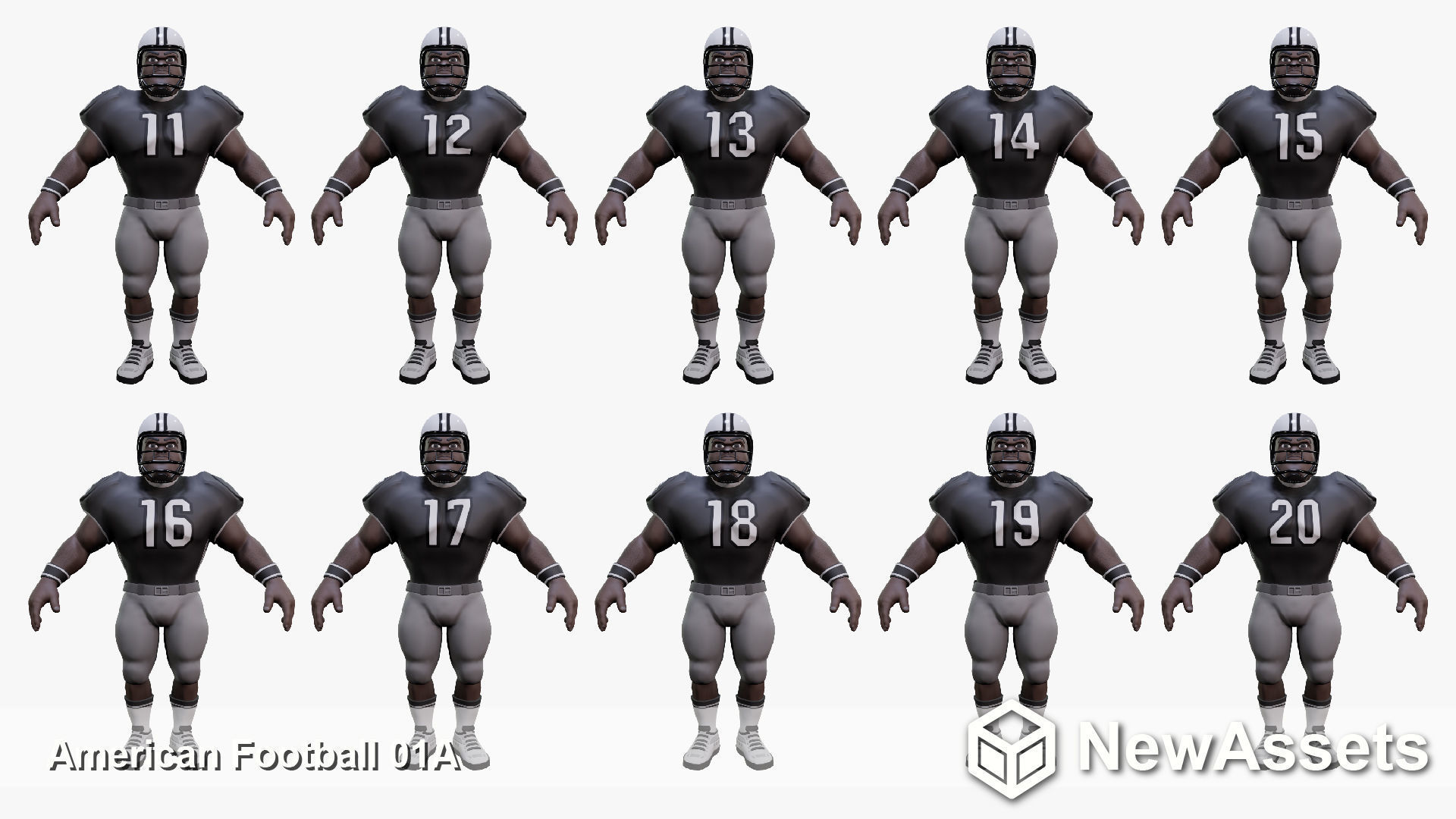 American Football Touchdown Character 01A Low-poly 3D model_5