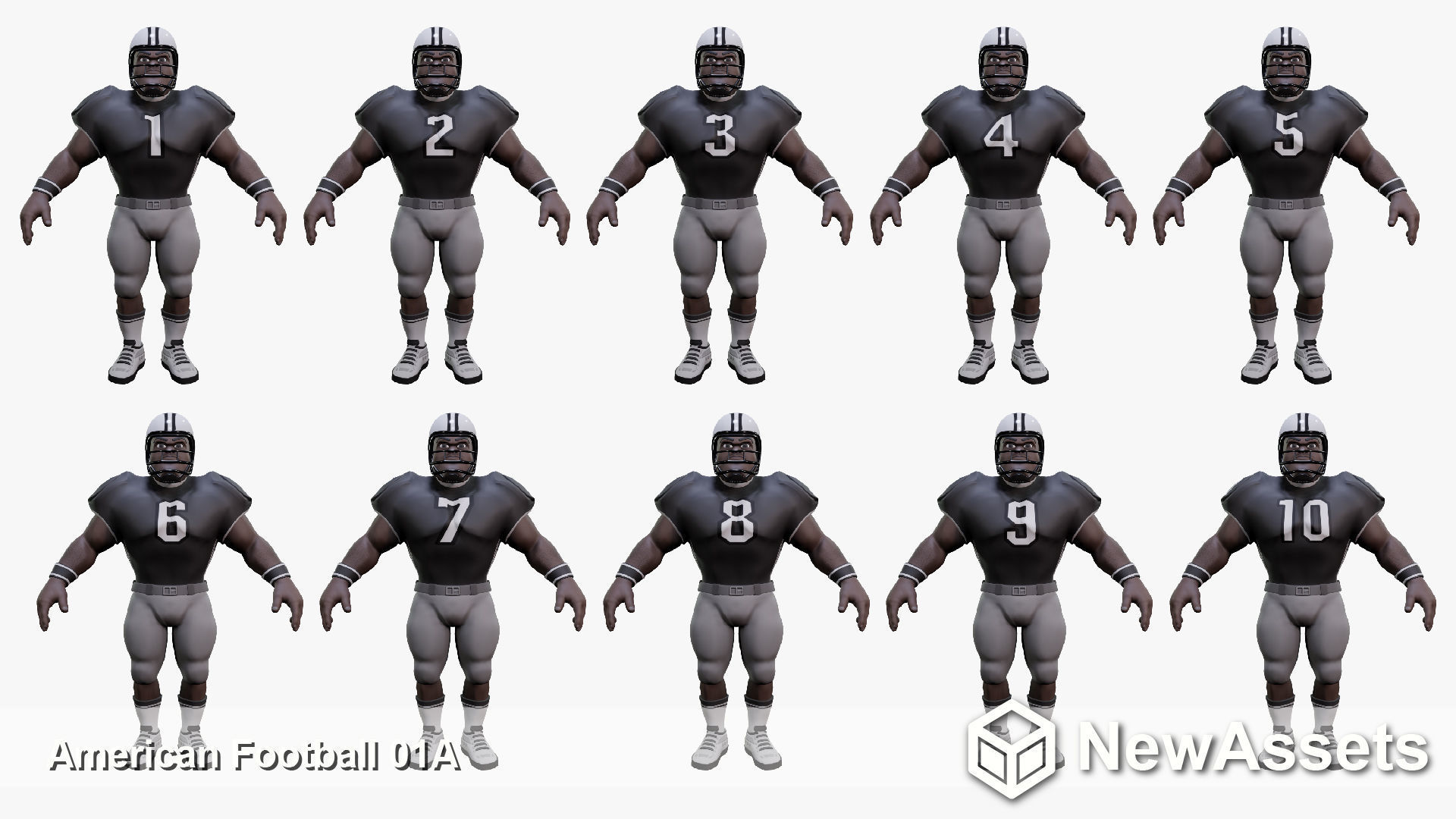 American Football Touchdown Character 01A Low-poly 3D model_4