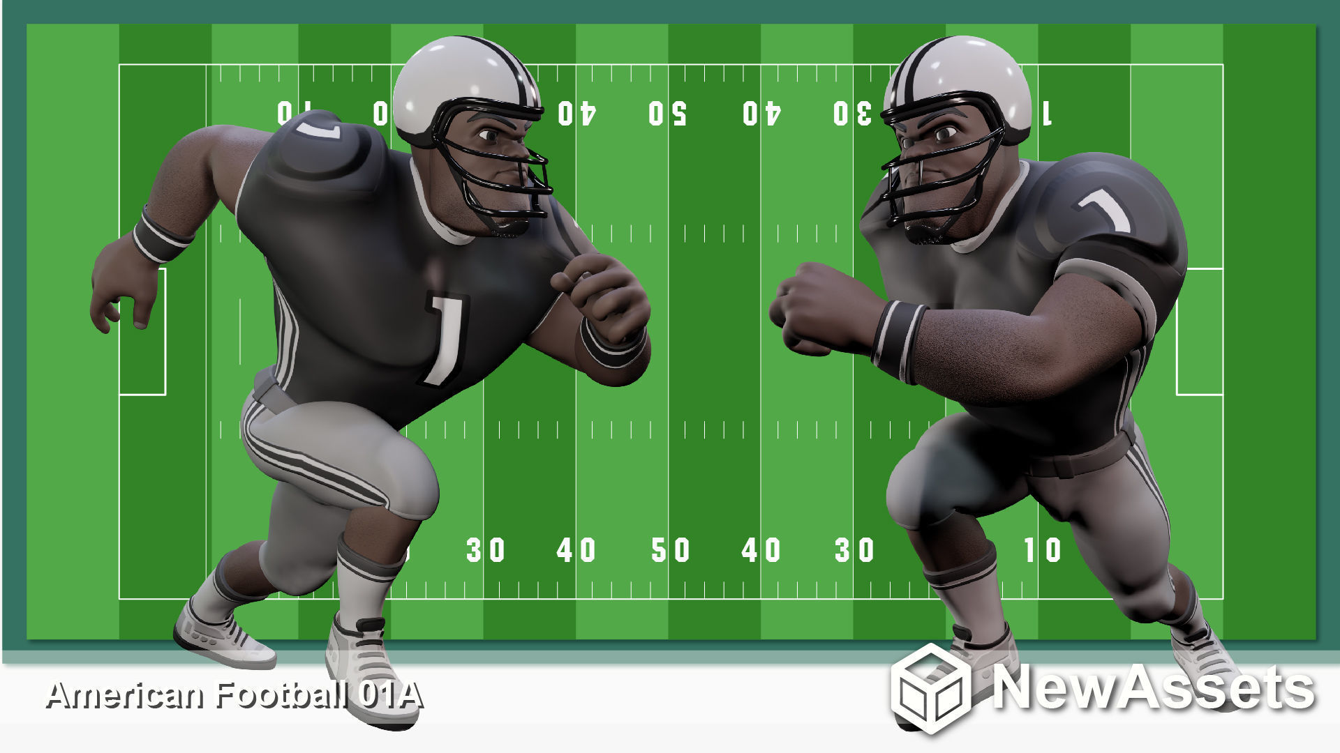 American Football Touchdown Character 01A Low-poly 3D model_3