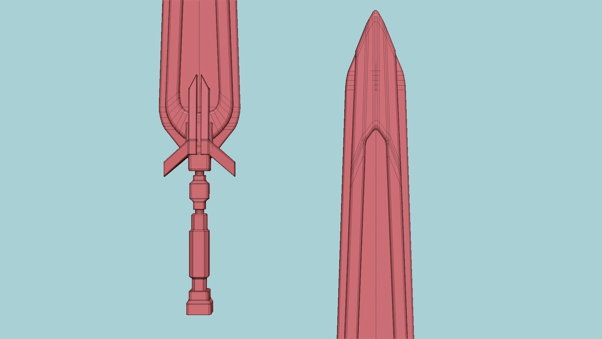 SciFi Sword B06 Full White - Sci Fi Weapon Design Low-poly 3D model_17