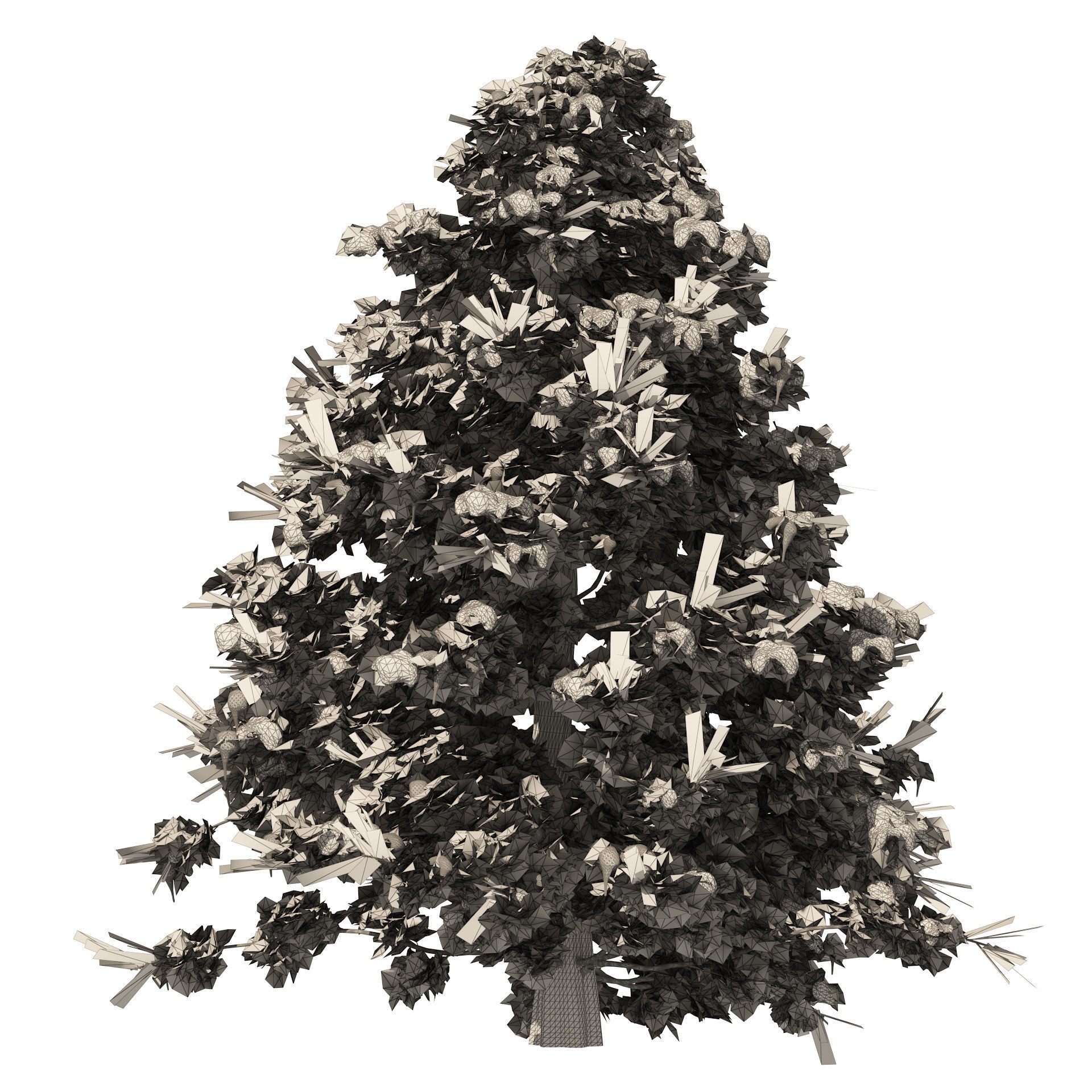 Winter Juniperus virginiana with snow Low-poly 3D model_4