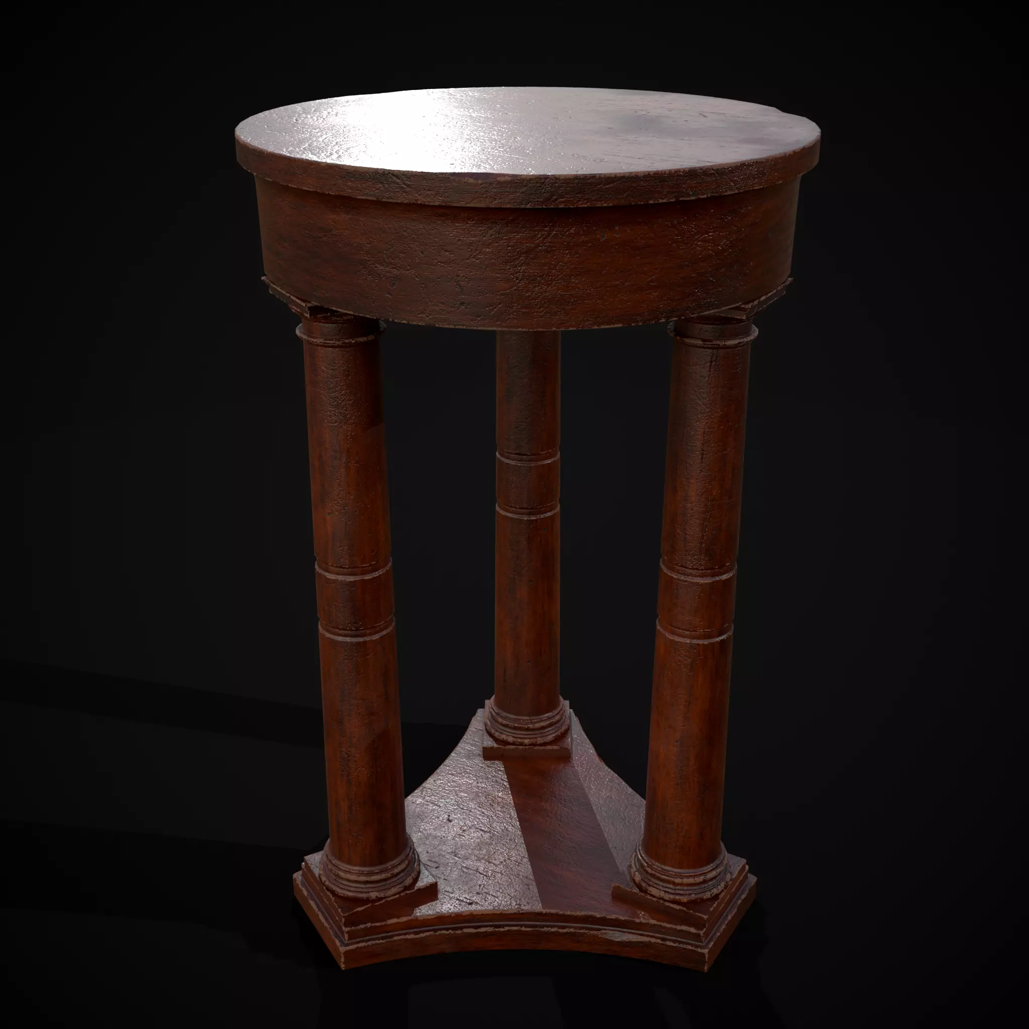 Elegant Wooden Three Leg End Table Low-poly 3D model