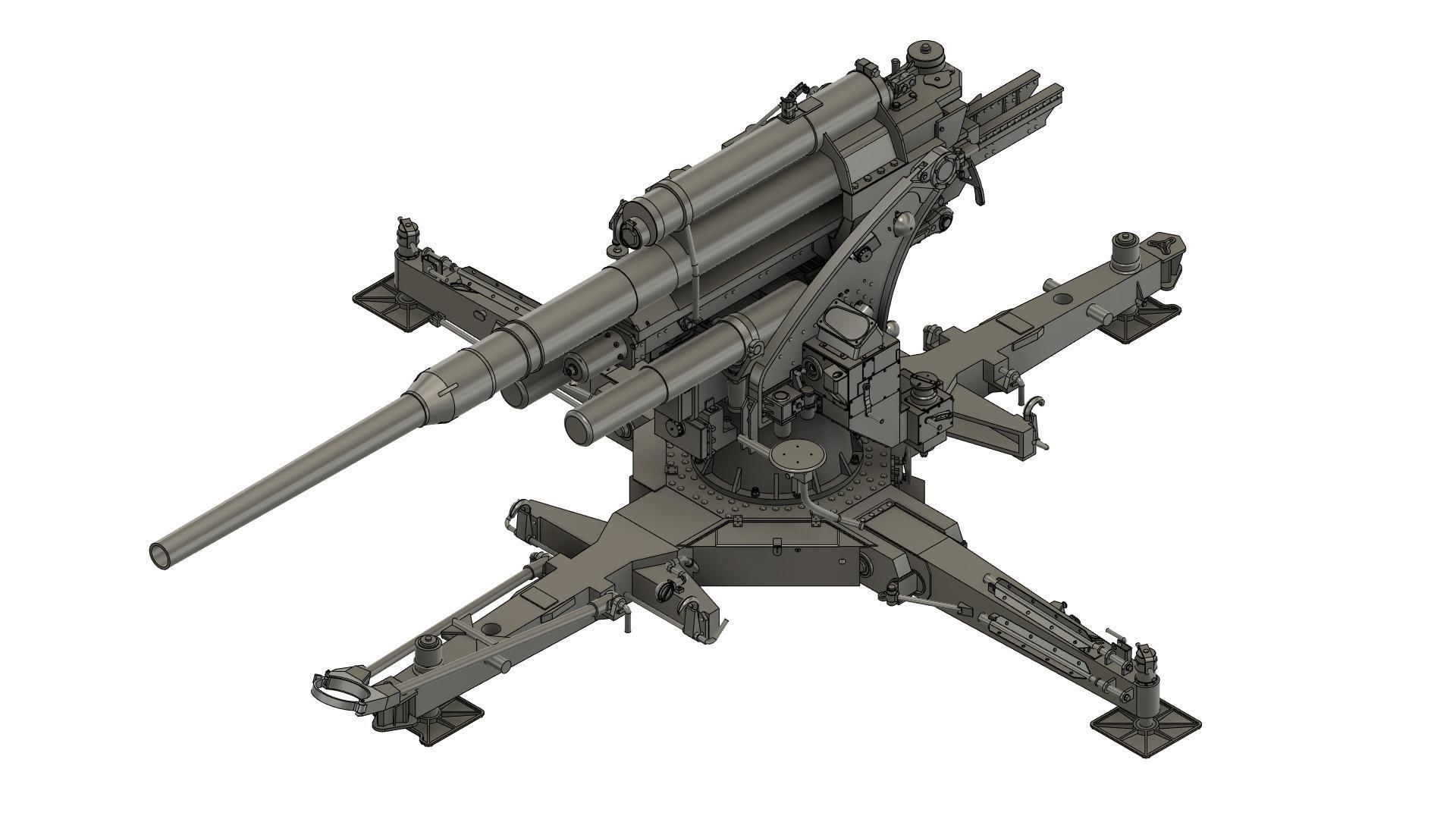 Flak 36 German anti-aircraft gun 3D print model  BASIC MODEL 3D print model_35