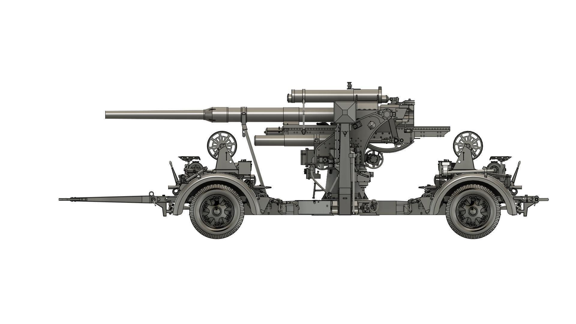 Flak 36 German anti-aircraft gun 3D print model  BASIC MODEL 3D print model_31