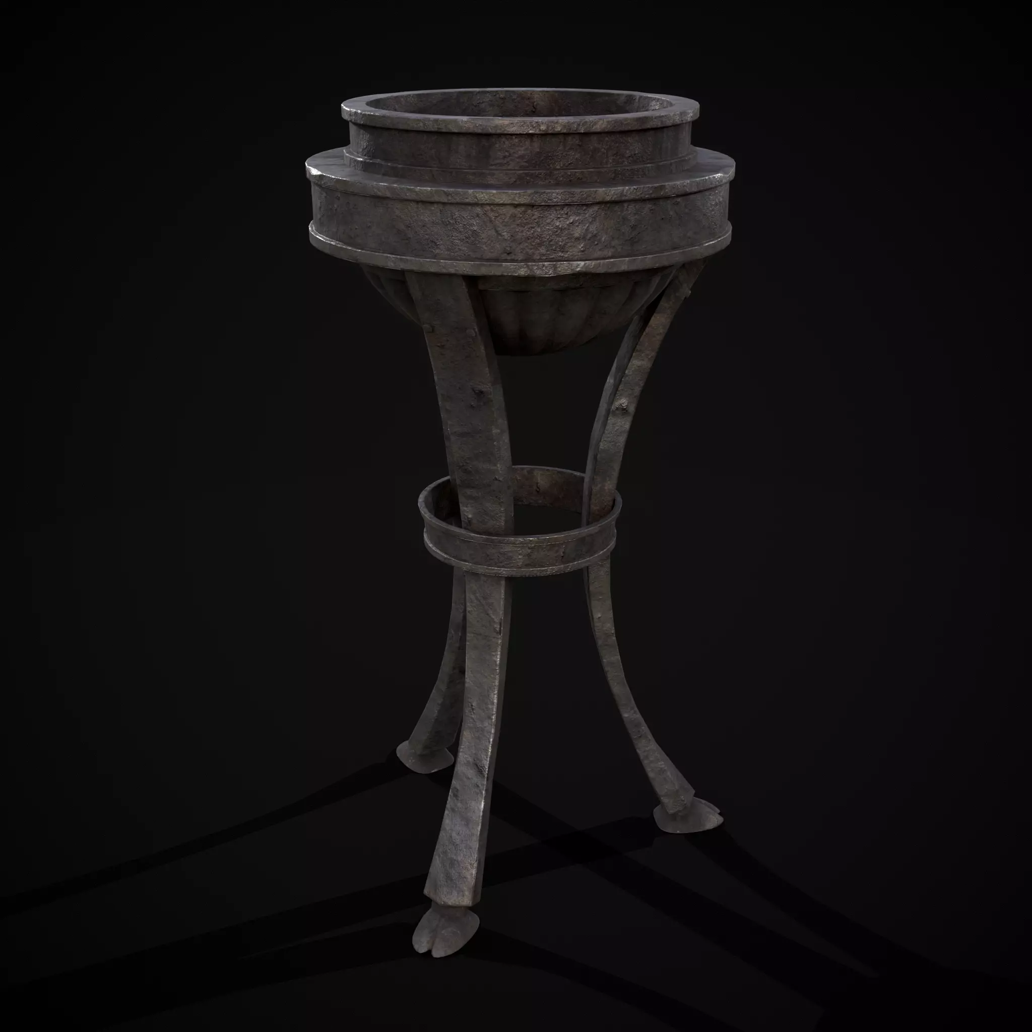 Medieval Rustic Iron Brazier Low-poly 3D model