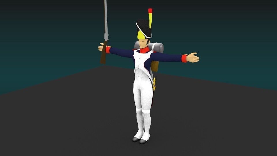 Grenadier of the guard Napoleon Low-poly 3D model_1