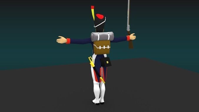 Grenadier of the guard Napoleon Low-poly 3D model