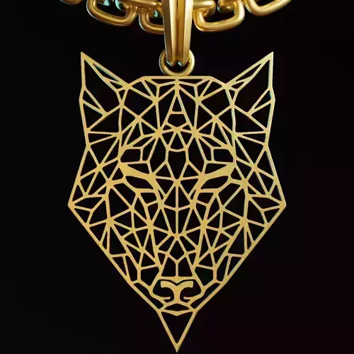 Wolf Stylized Wireframe Pendant Amulet Necklace 3D print model