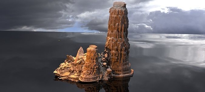 Dantes Underworld Ancient Stone Carved rock 4  3D model