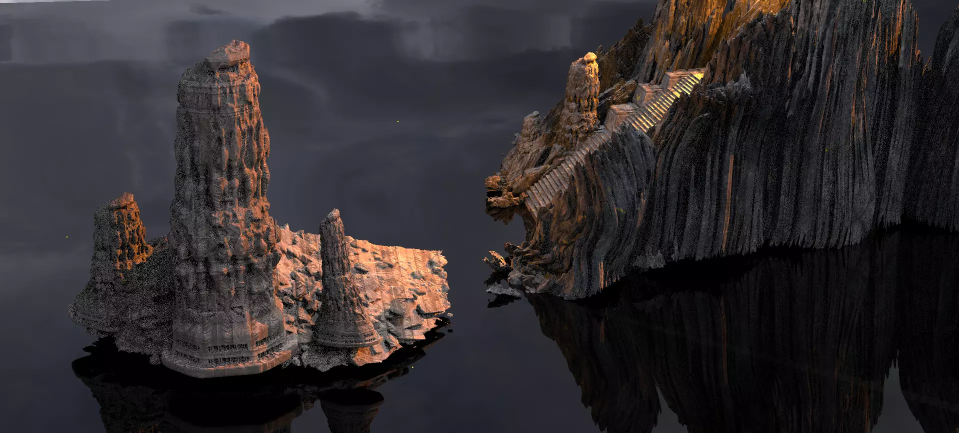 Dantes Underworld Ancient Stone Carved rock 8 Kitbash 3D model_0