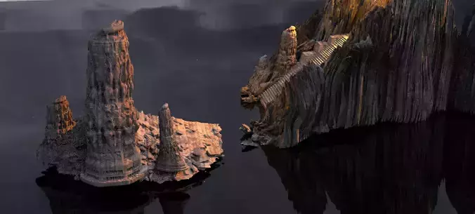 Dantes Underworld Ancient Stone Carved rock 8 Kitbash