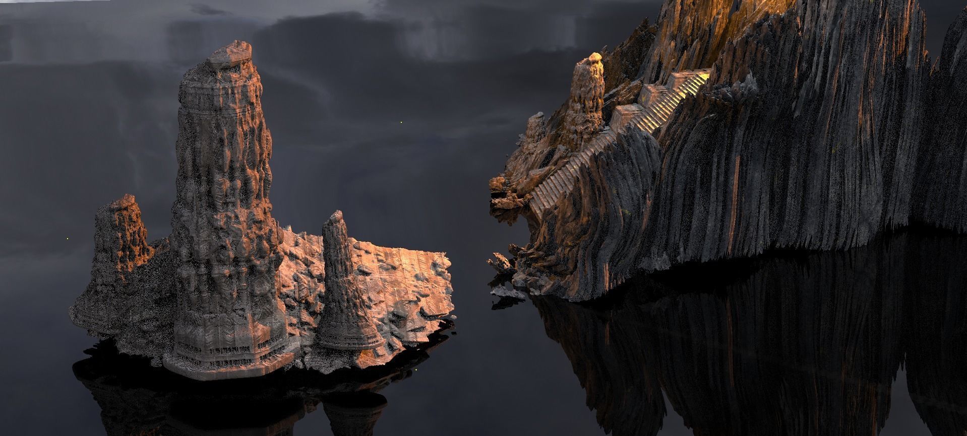 Dantes Underworld Ancient Stone Carved rock 8 Kitbash 3D model_1