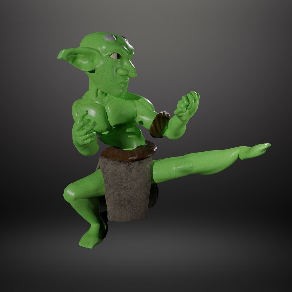 Green Goblin Infantry Low Poly 3D Model Low-poly 3D model_2