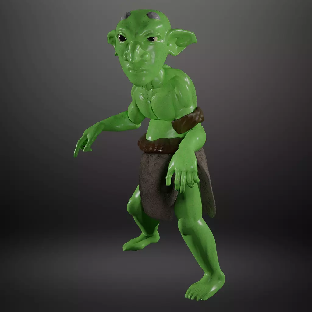 Green Goblin Infantry Low Poly 3D Model Low-poly 3D model_0