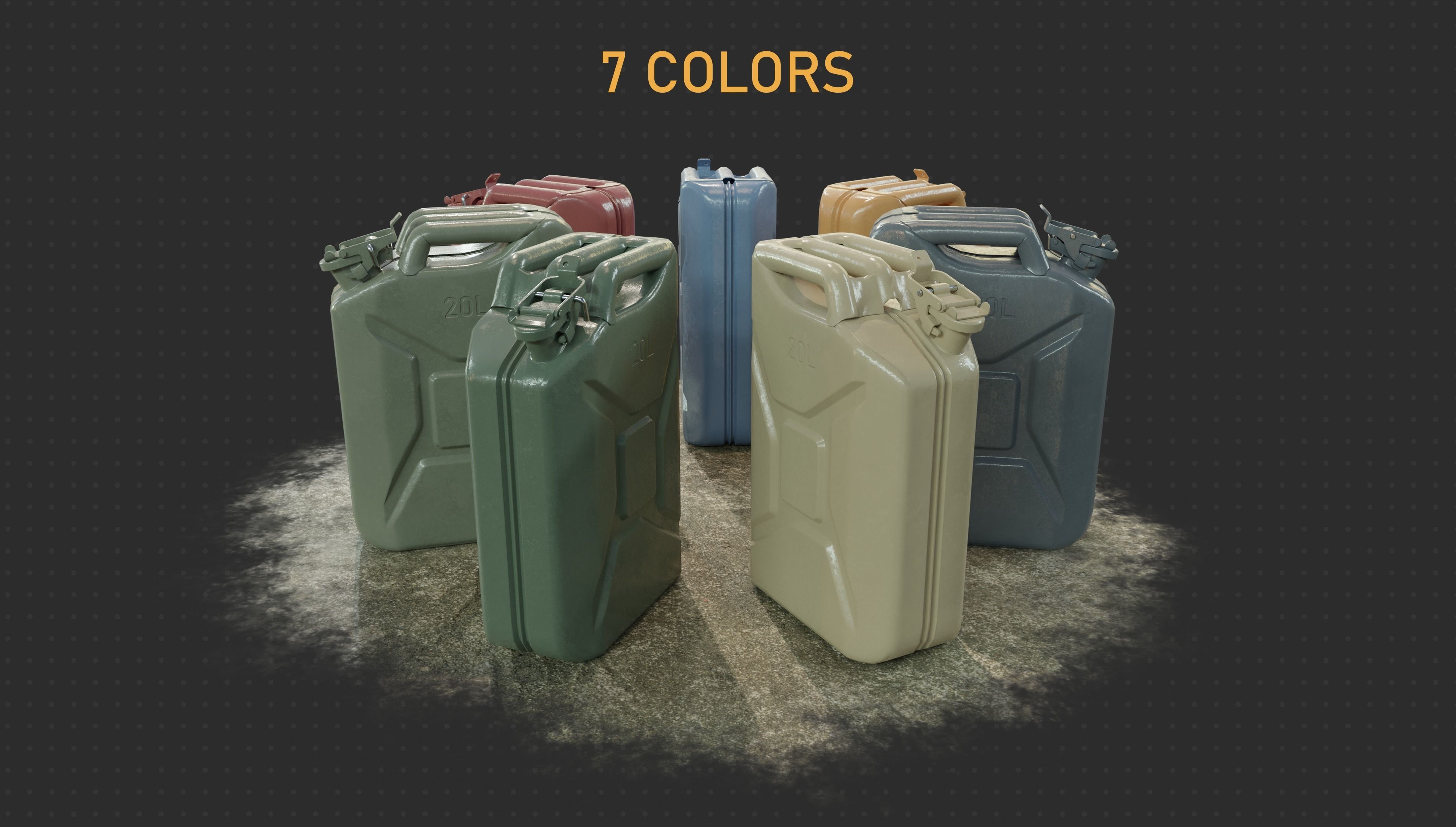 Gameready PBR Jerrycan Low-poly 3D model_3