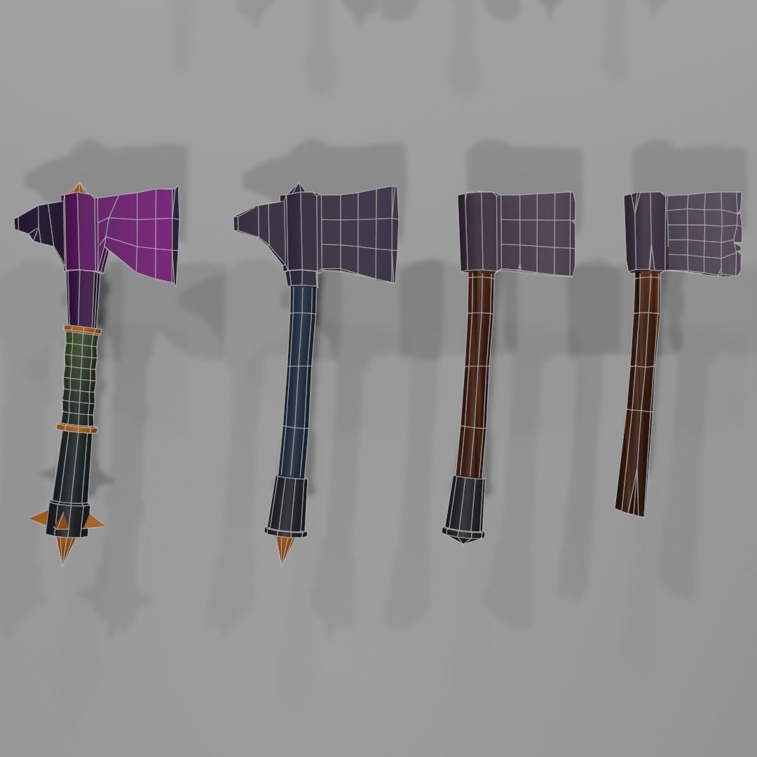 Low Poly Melee Weapons Low-poly 3D model_4