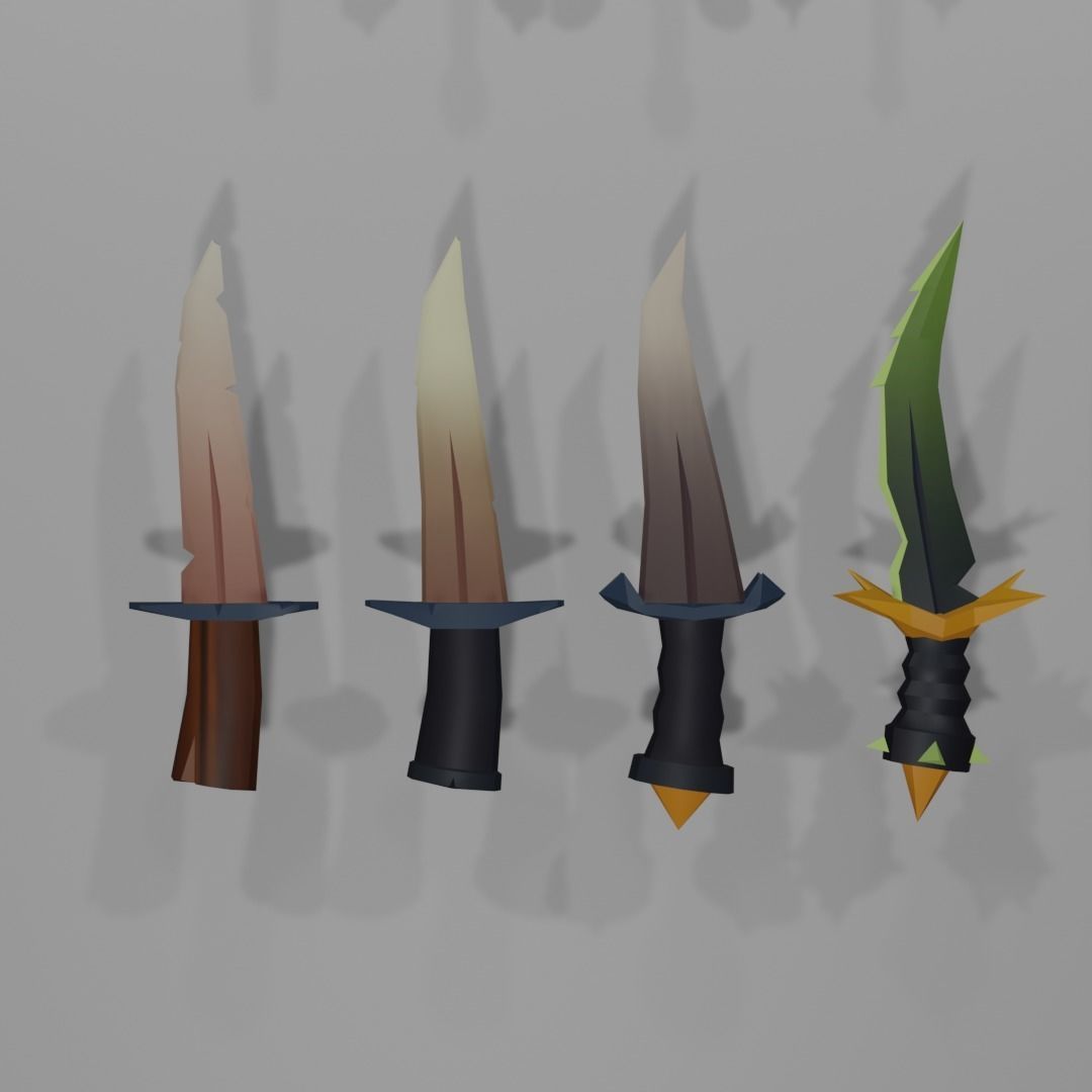 Low Poly Melee Weapons Low-poly 3D model_7