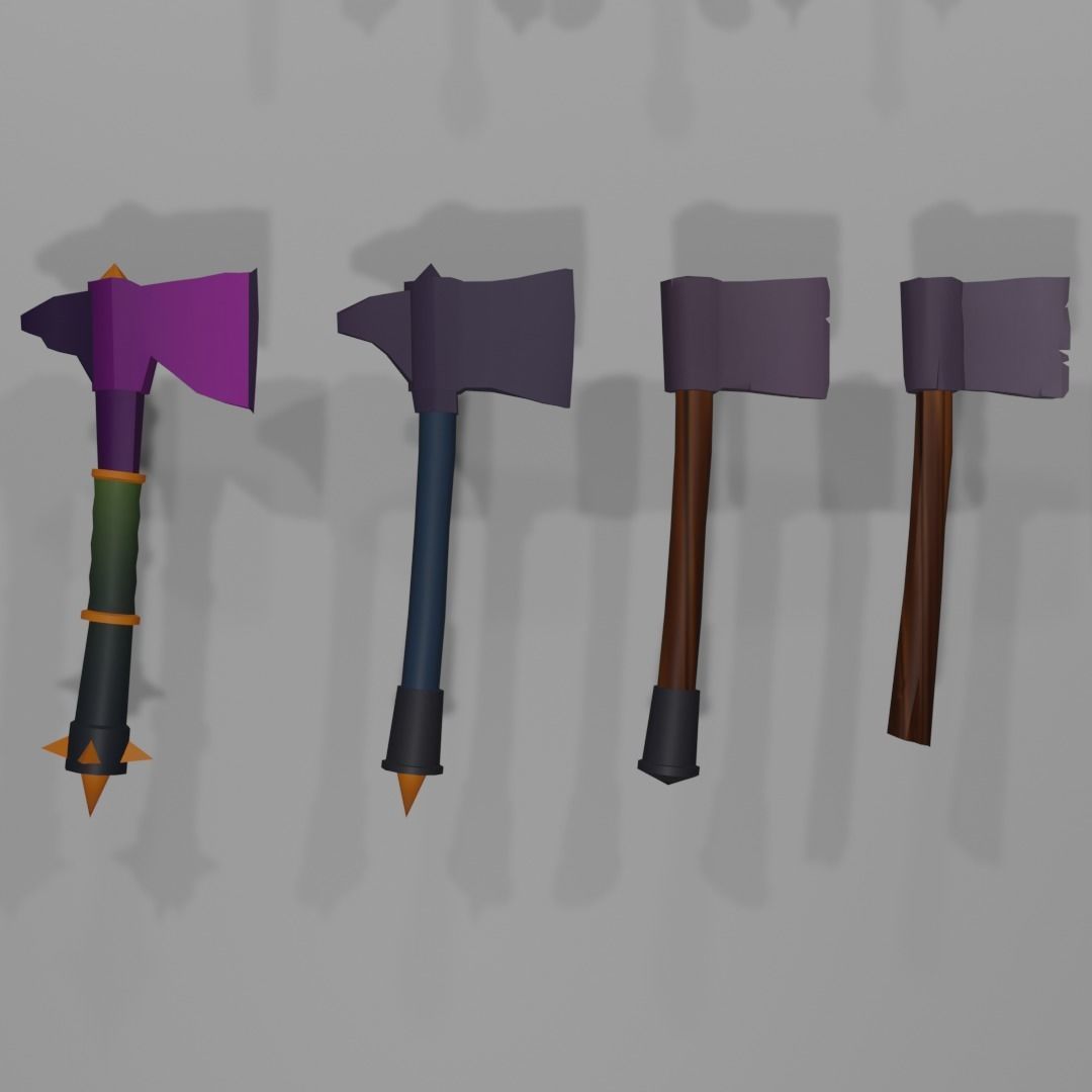 Low Poly Melee Weapons Low-poly 3D model_3