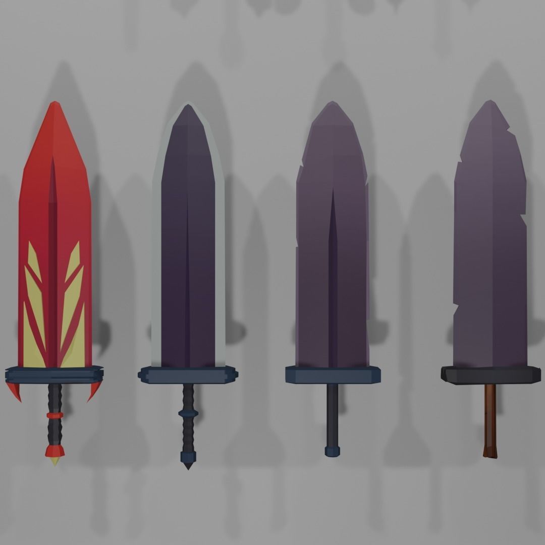 Low Poly Melee Weapons Low-poly 3D model_9