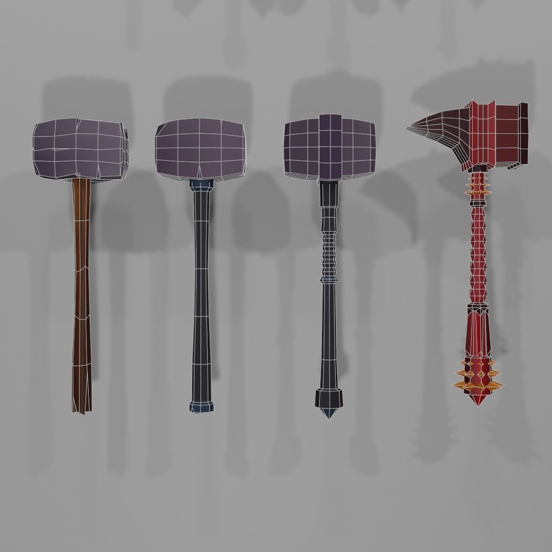 Low Poly Melee Weapons Low-poly 3D model_12
