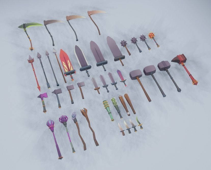 Low Poly Melee Weapons Low-poly 3D model_2
