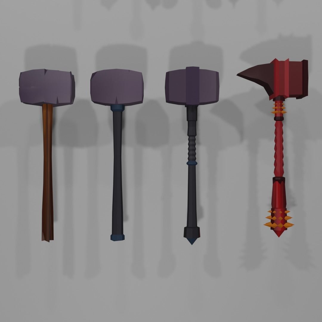 Low Poly Melee Weapons Low-poly 3D model_11