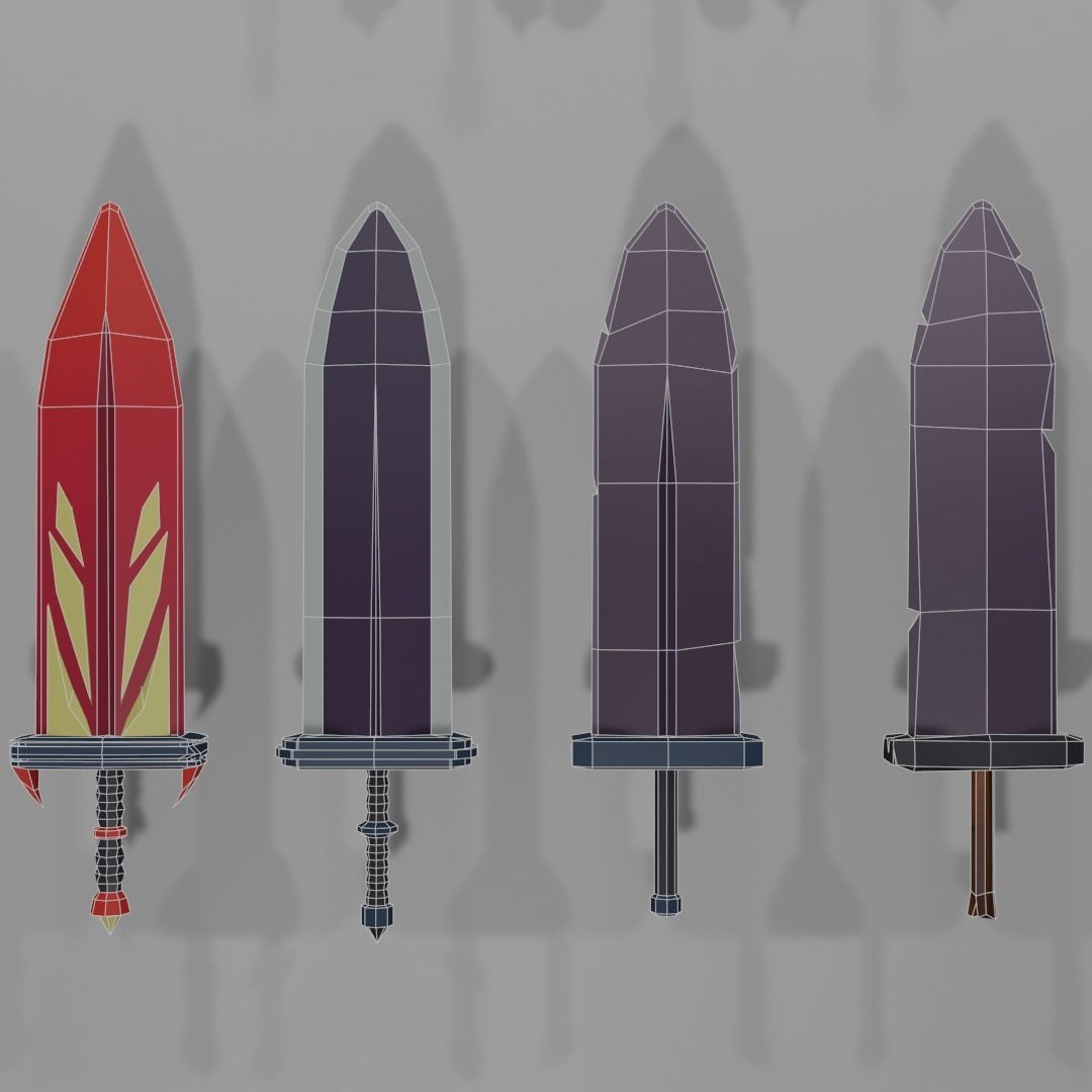 Low Poly Melee Weapons Low-poly 3D model_10