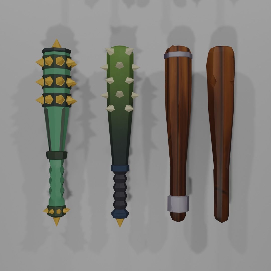 Low Poly Melee Weapons Low-poly 3D model_5