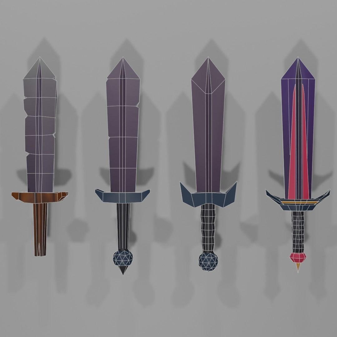 Low Poly Melee Weapons Low-poly 3D model_22