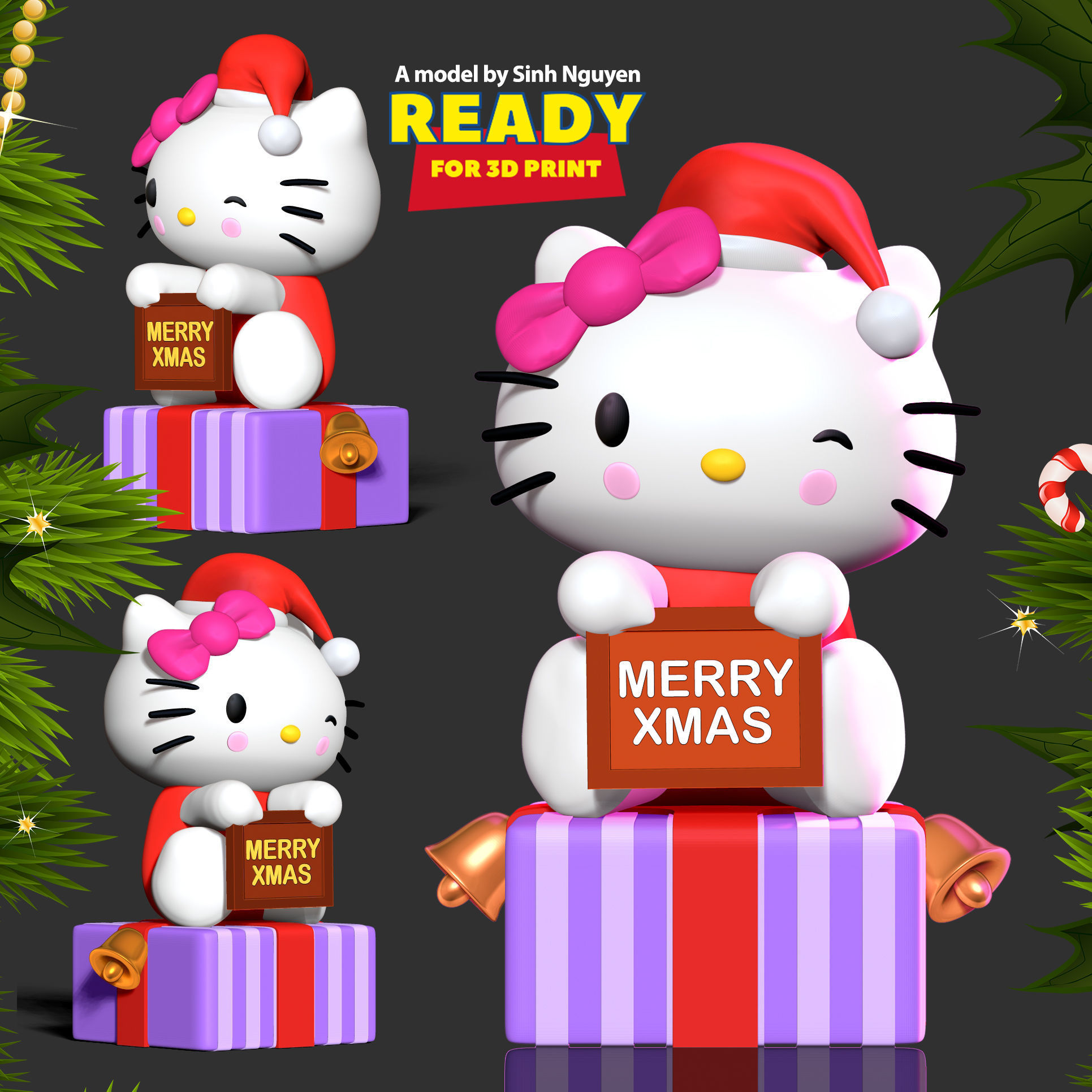 Hello Kitty - Merry Christmas 3D print model_1
