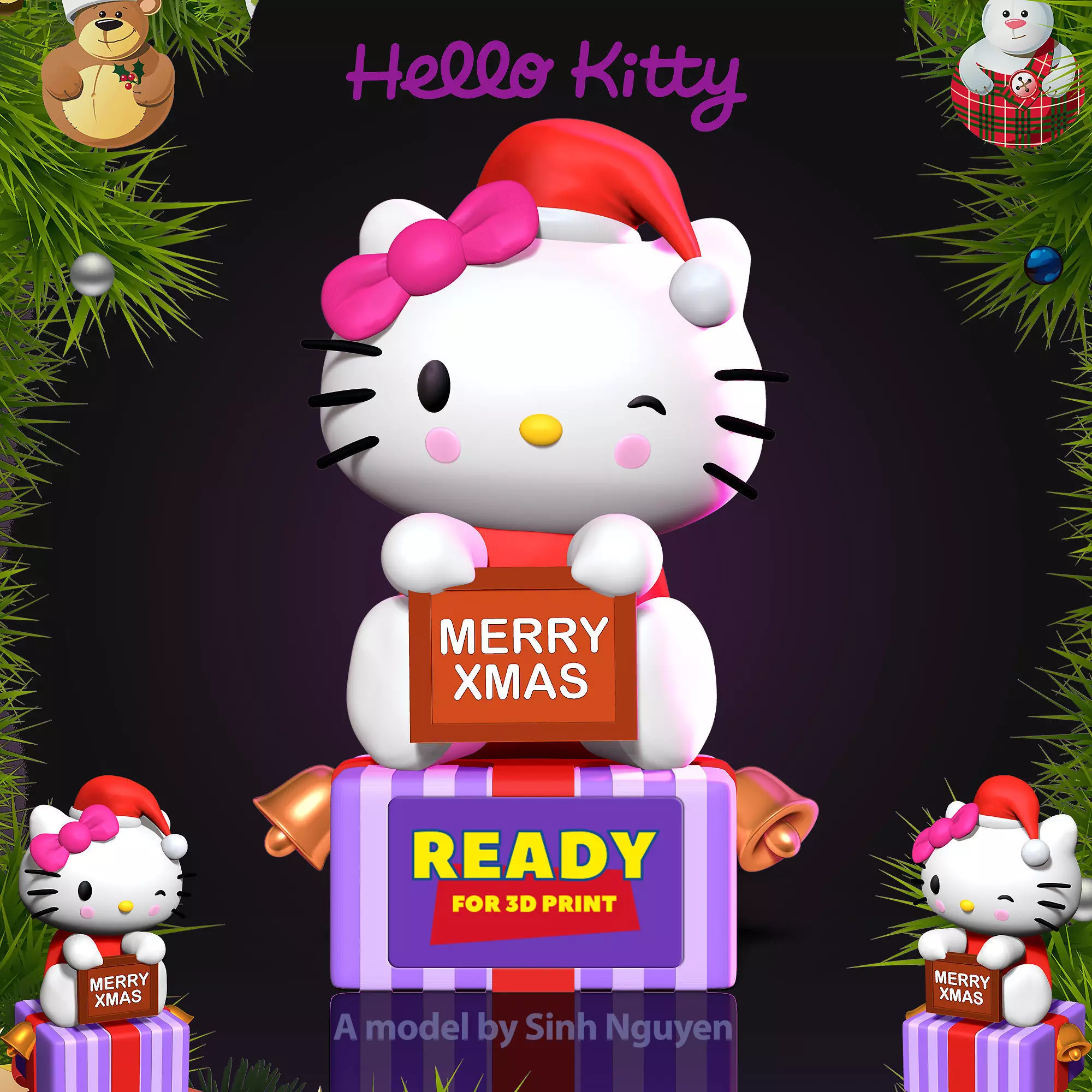 Hello Kitty - Merry Christmas 3D print model_0