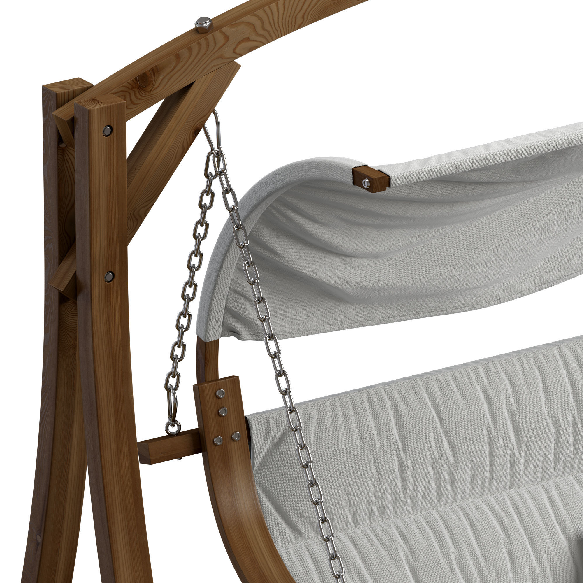 Wooden Garden Swing Light Wood and White APRILIA 3D model_7