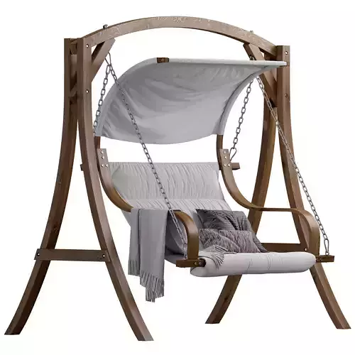 Wooden Garden Swing Light Wood and White APRILIA 3D model