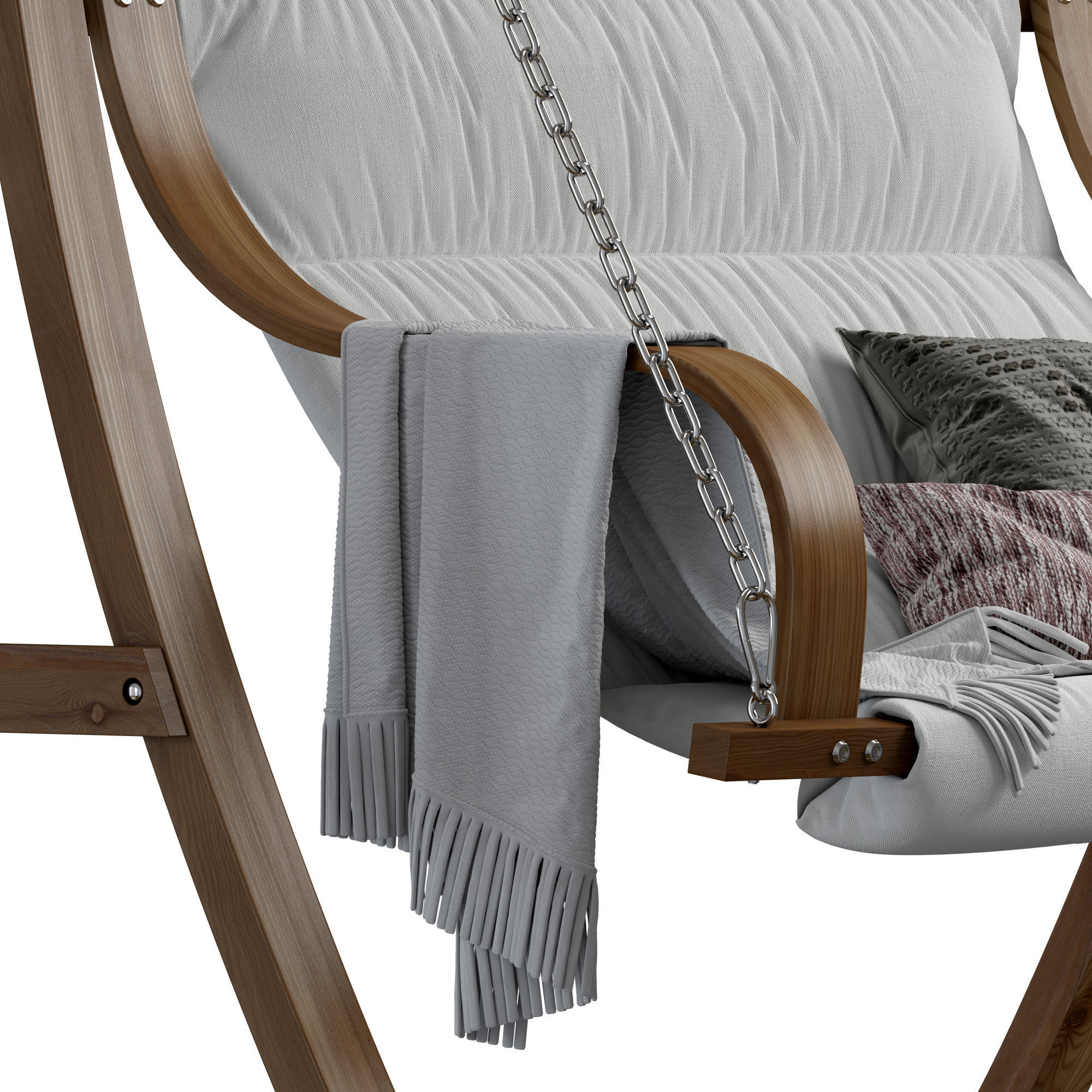 Wooden Garden Swing Light Wood and White APRILIA 3D model_4