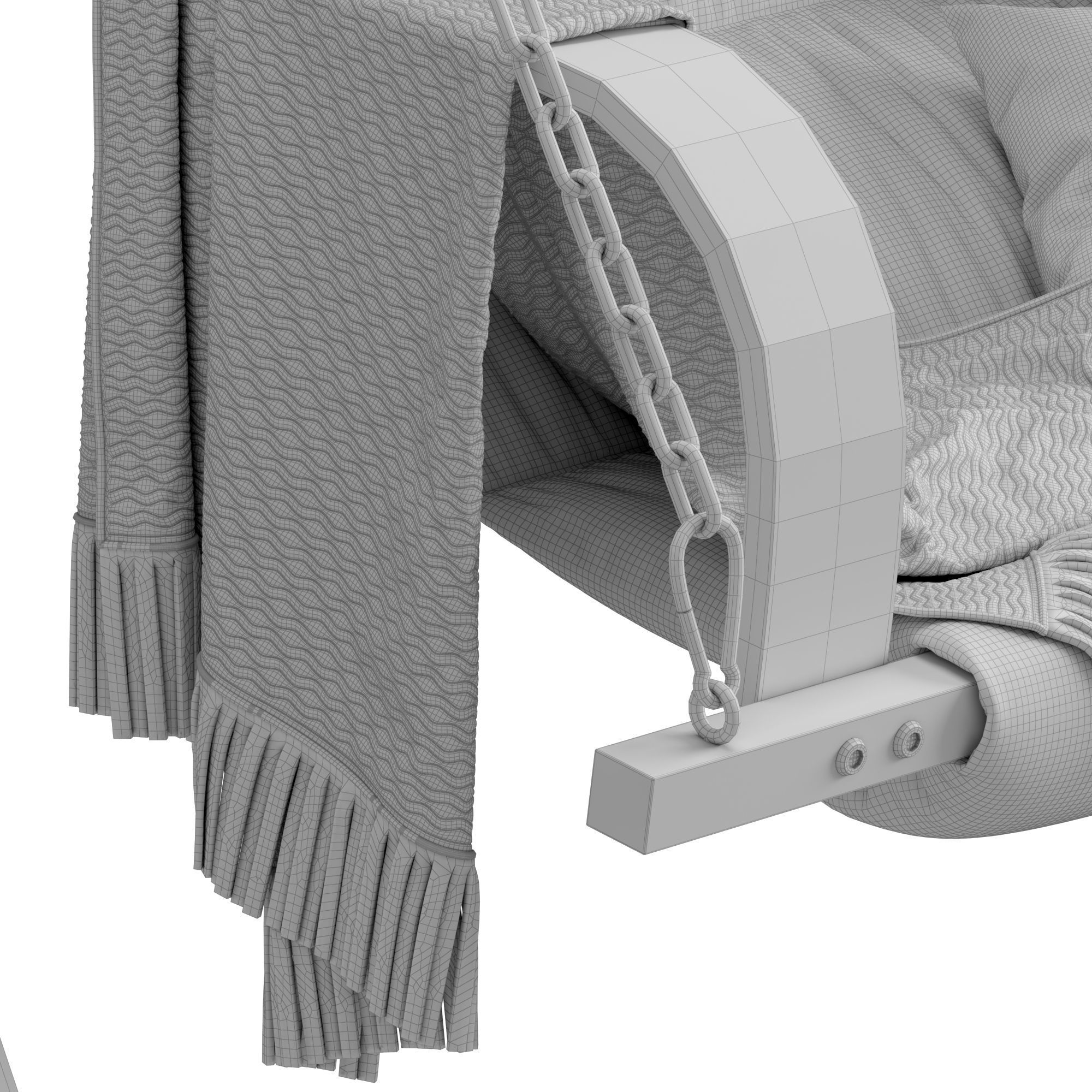 Wooden Garden Swing Light Wood and White APRILIA 3D model_6