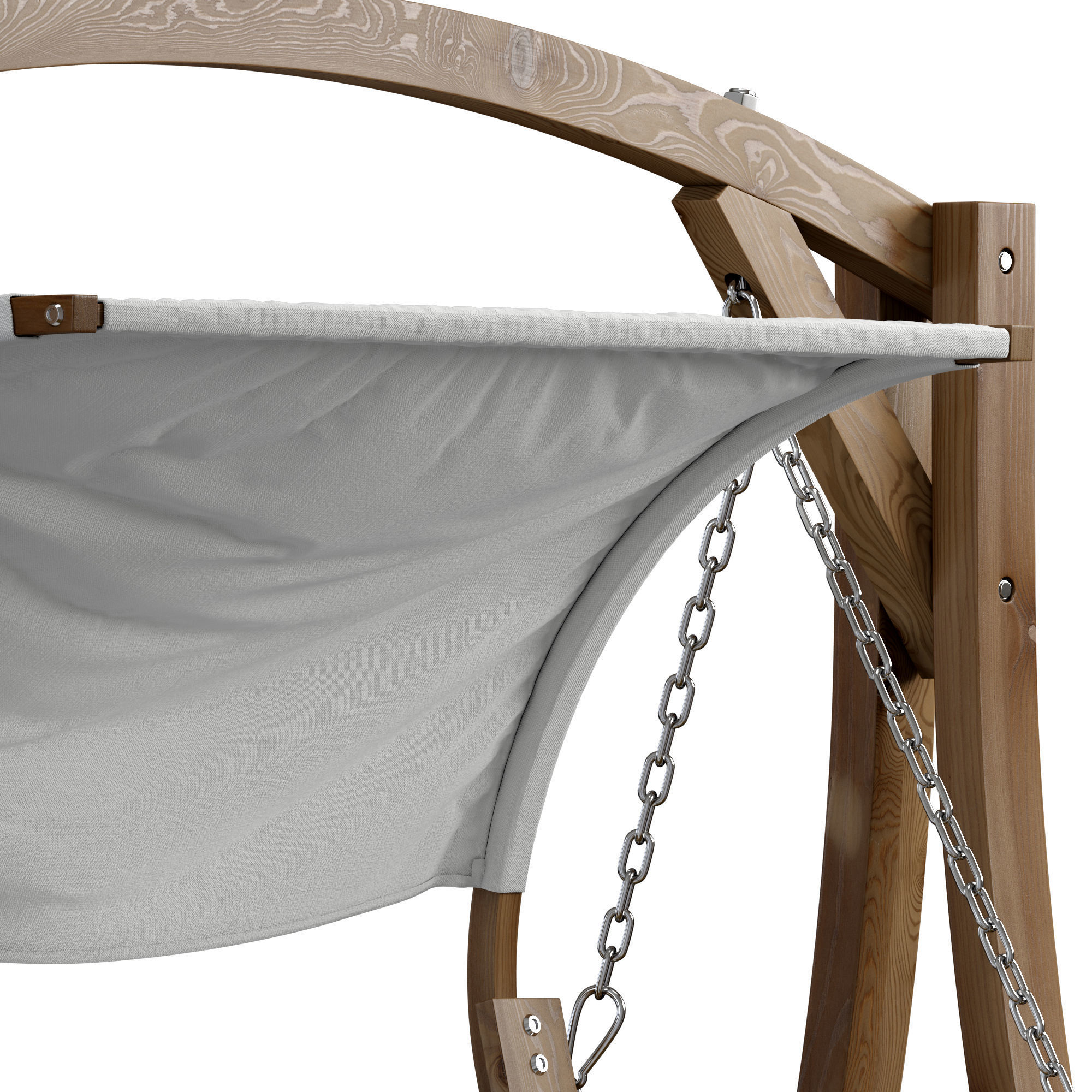 Wooden Garden Swing Light Wood and White APRILIA 3D model_3