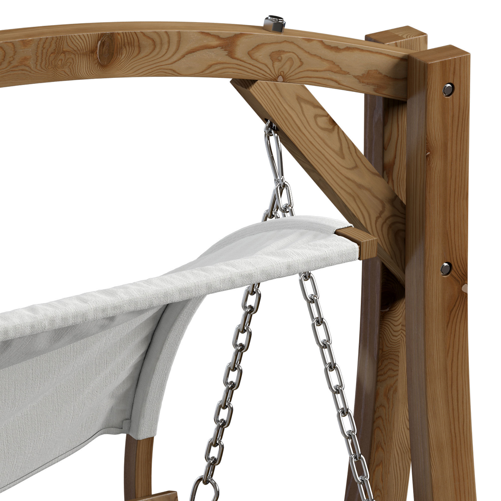 Wooden Garden Swing Light Wood and White APRILIA 3D model_8