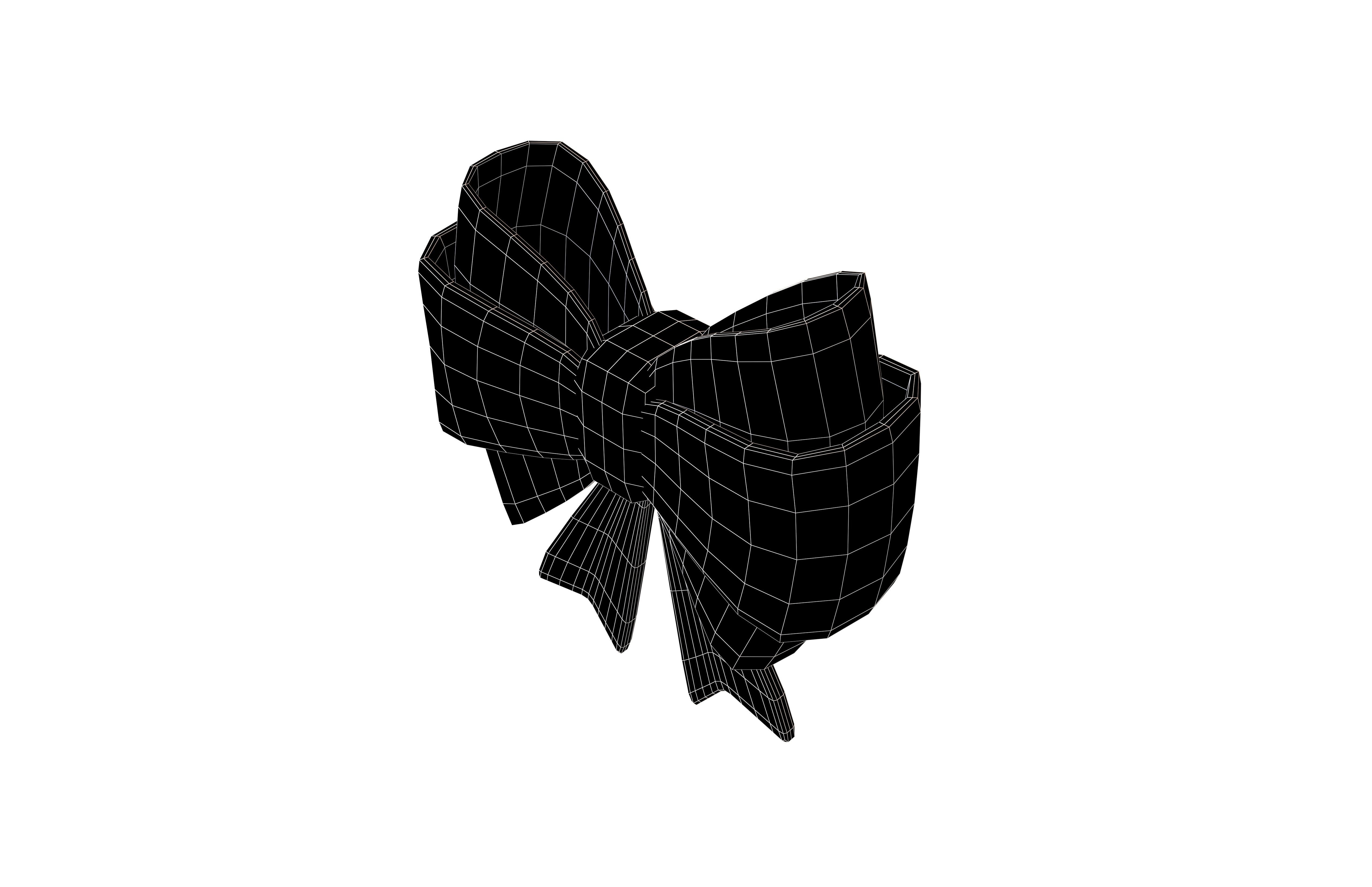 Cartoon Ribbon Bow v1 008 Low-poly 3D model_6