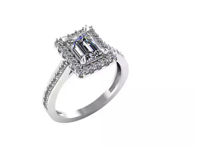 solitaire Ring design With Diamonds and Gemstone 3D print model 