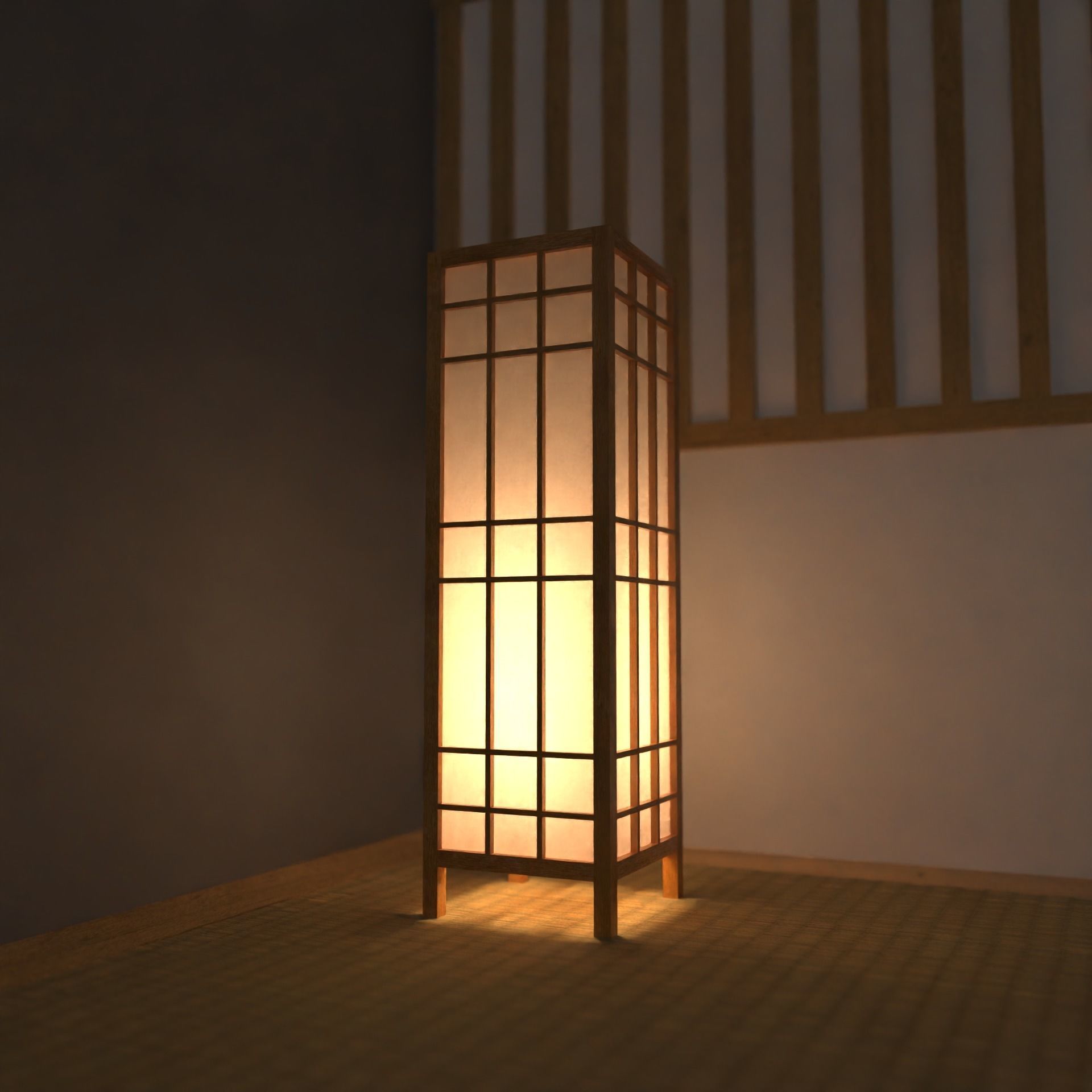 andon japanese floor lamp 3D print model_4