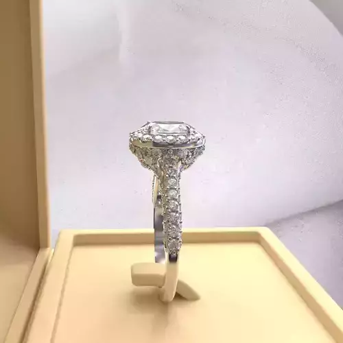 solitaire Ring design With Diamonds and Gemstone 3D print model 