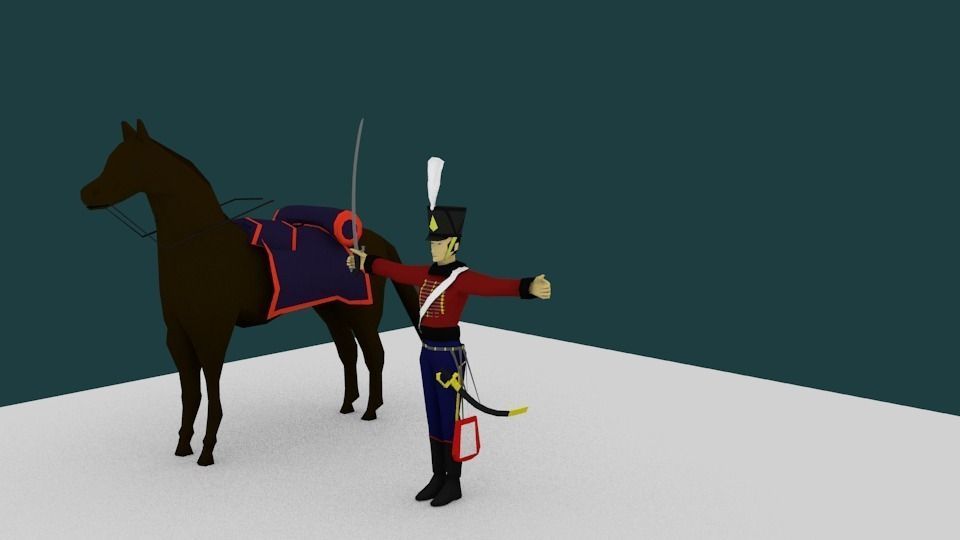 The Hussar of napoleon Low-poly 3D model_0