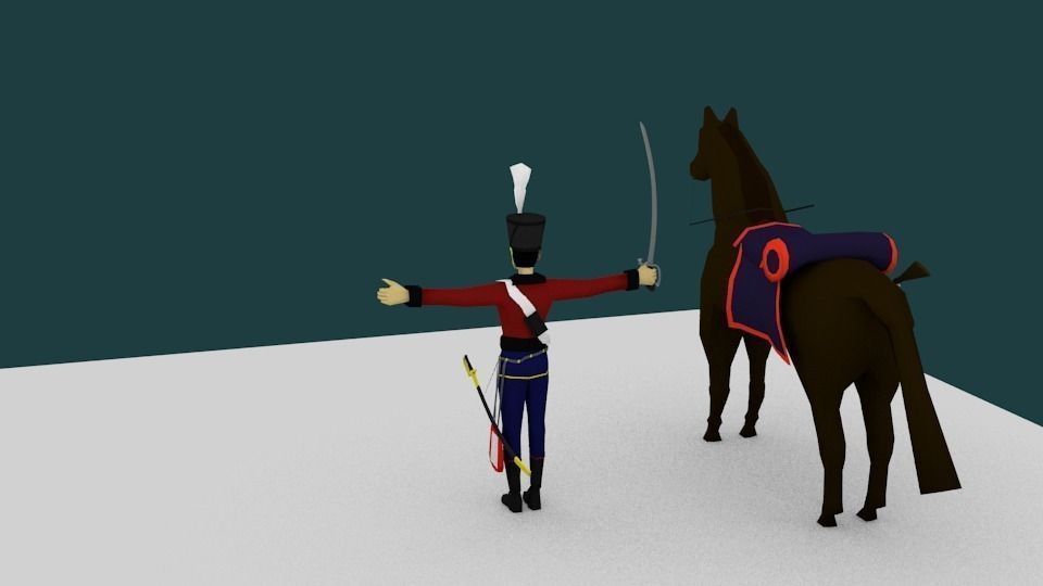 The Hussar of napoleon Low-poly 3D model_1