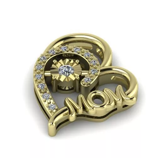 Heart pendant with the inscription MOM Model 2236 3D print model