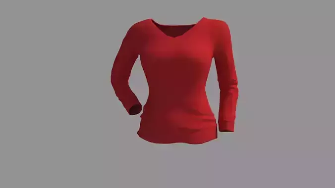 Women Long Sleeve V Neck T-Shirt 