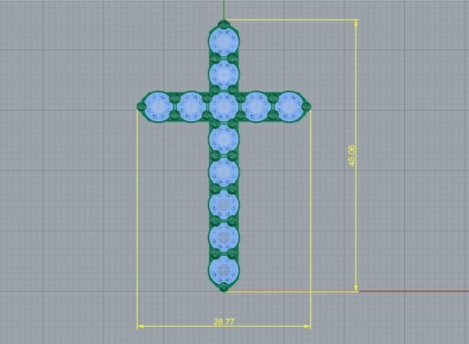 Pendant cross 45mm Model 2259 3D print model_6