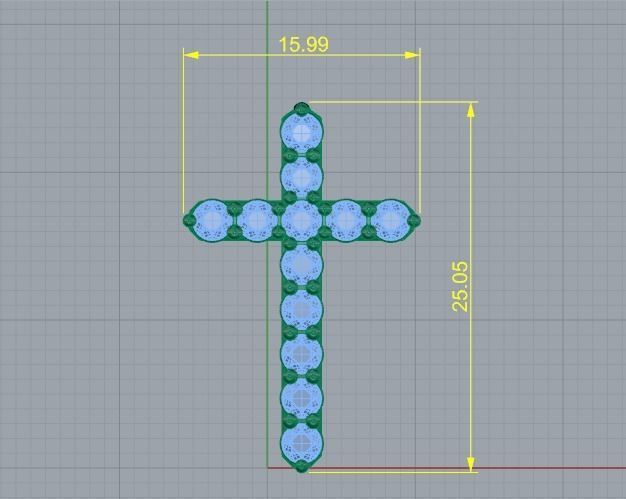 Pendant cross 25mm Model 2255 3D print model_7