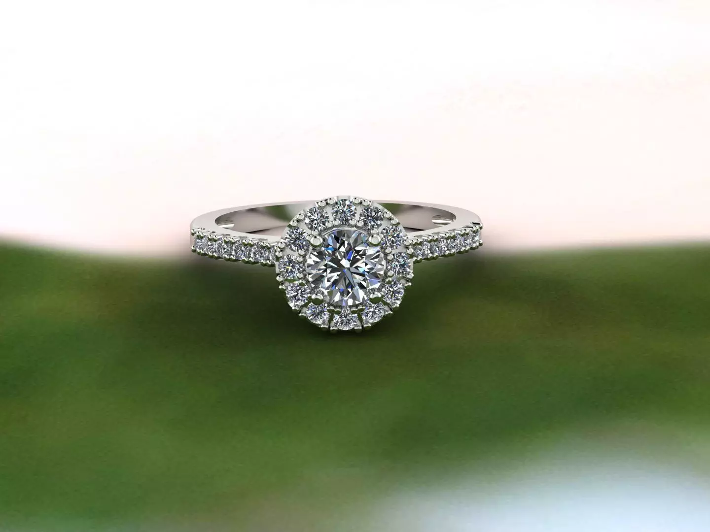 Solitaire Ring design With Diamonds and Gemstone 3D print model 3D print model_0