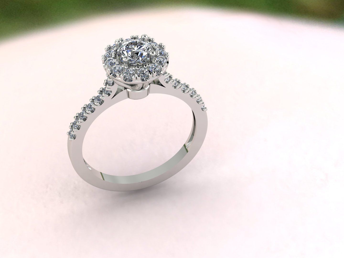 Solitaire Ring design With Diamonds and Gemstone 3D print model 3D print model_1